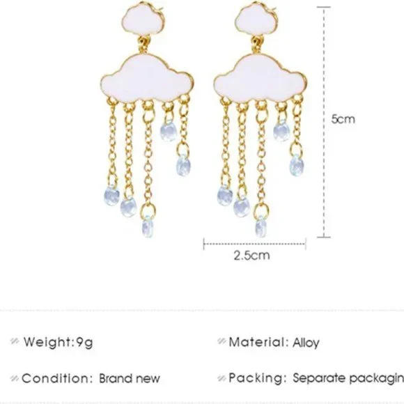 Cloud Drop Gold Earrings - Picture 5 of 7